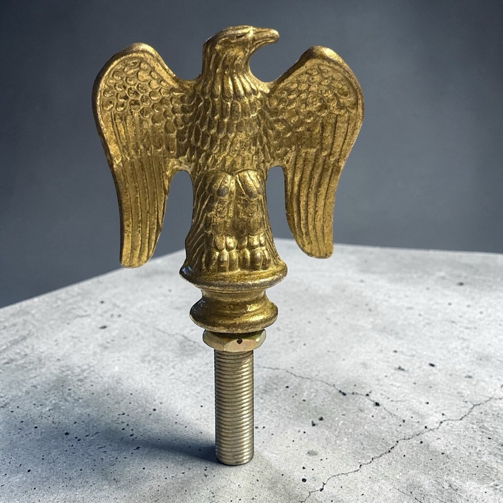 Brass American Eagle Flag Pole Topper Lamp Finial Vintage 3" Screw On Vintage